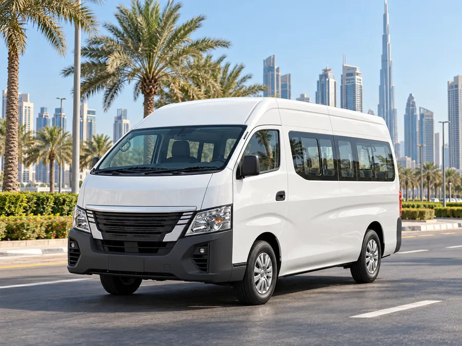 Nissan Urvan Passenger Van | Van Rental Dubai Without Driver Self Drive Passenger Van